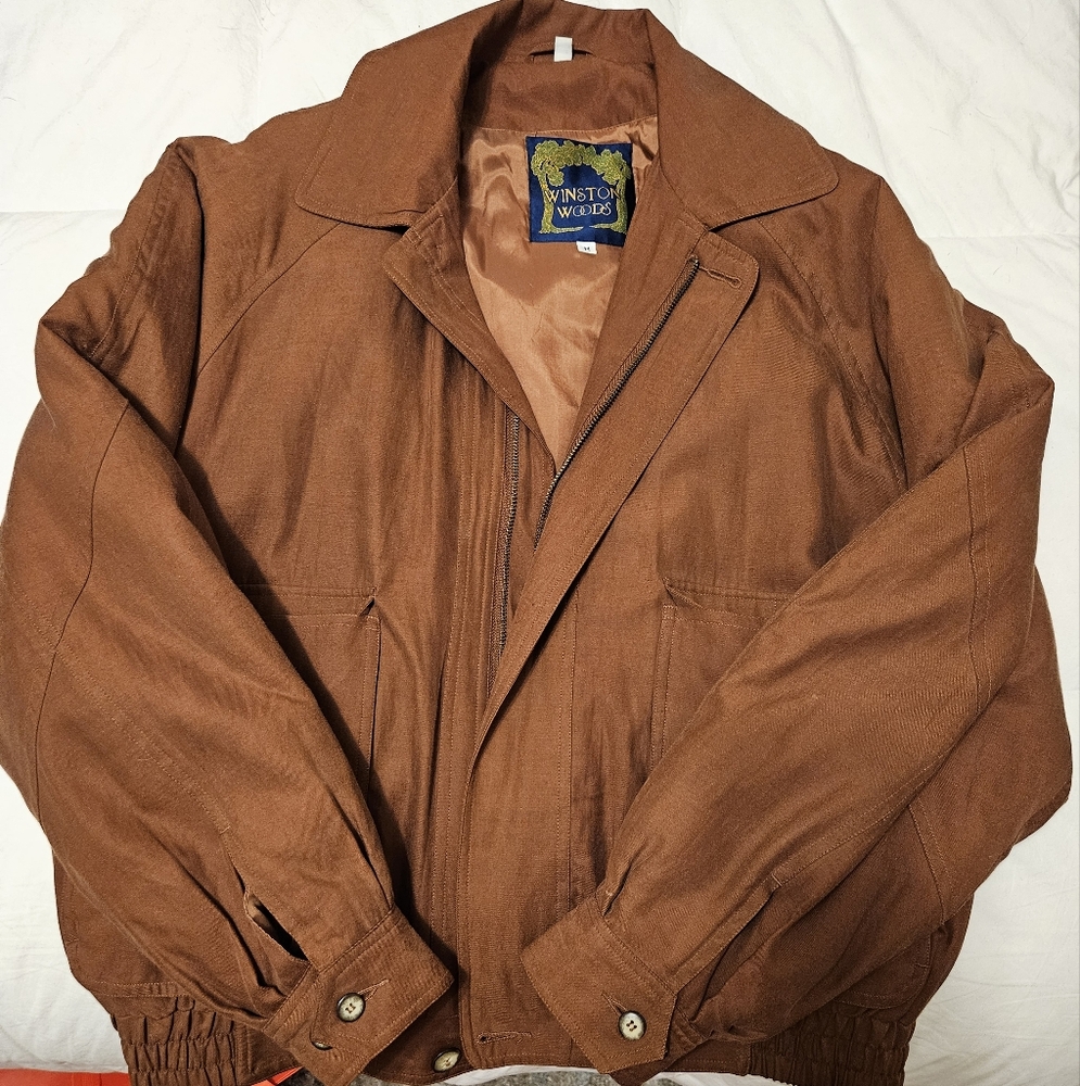 Vintage Silk Cotton Blend, Bomber Style Jacket - Size Medium